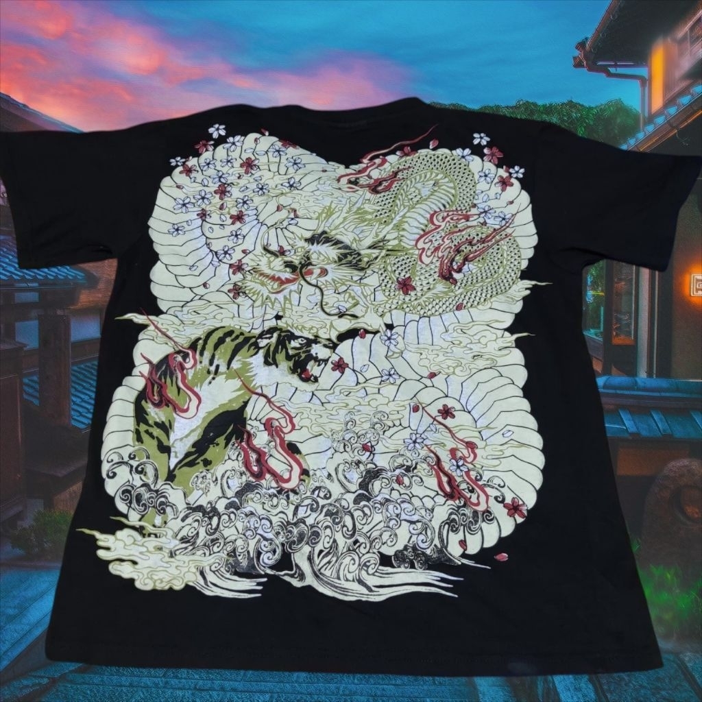 T-shirt SUKAJAN DRAGON RYU TIGER TORA YAKUZA STYLE RARE ITEM