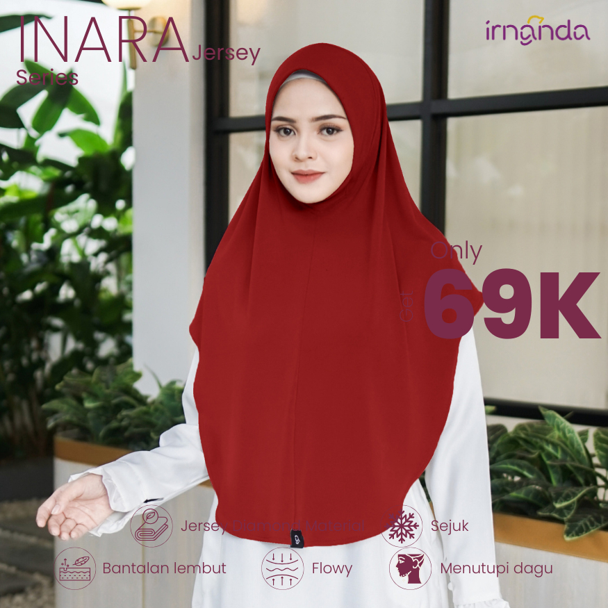 Irnanda Hijab - Bergo Instant Terbaru | Jersey Diamond | INARA Series | Maroon