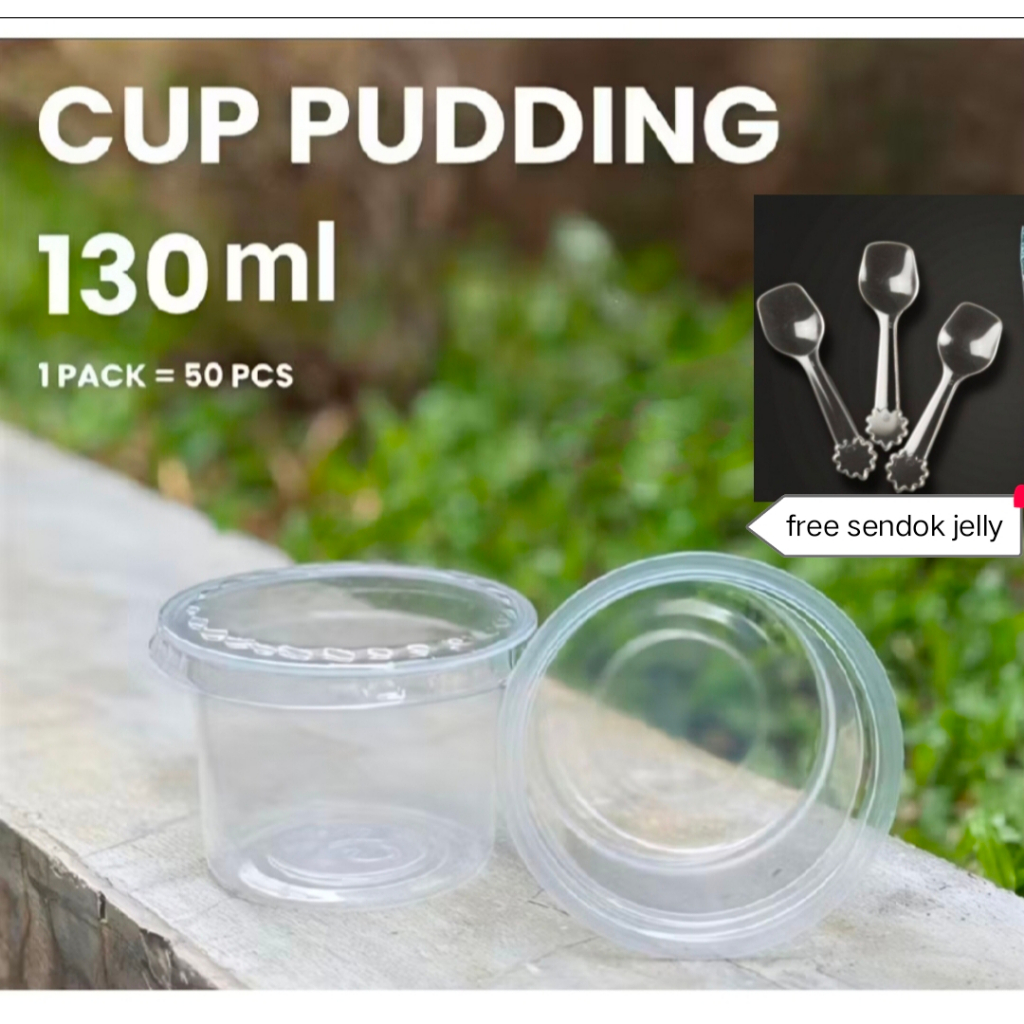 Cup Puding 130 ml + tutup Tebal Isi 50 Set Cup Puding Agar Jelly Murah Berkualitas