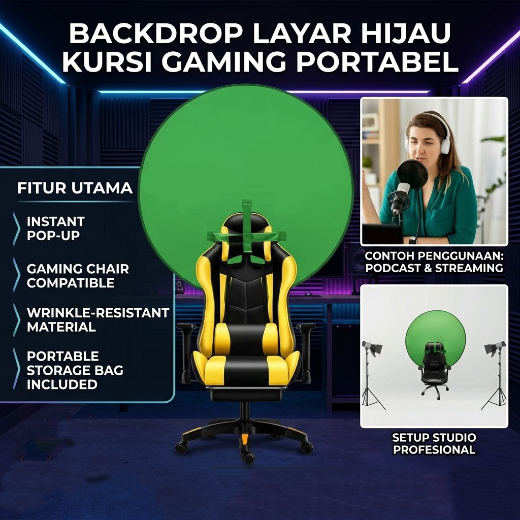 Background Green Screen Reflektor Gaming - Green
