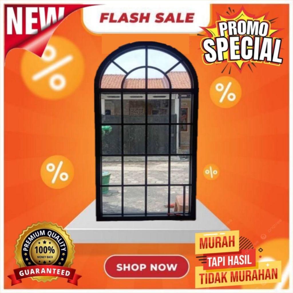 Kusen lengkung kaca mati aestetich elegan 80x150 grade a+ quality