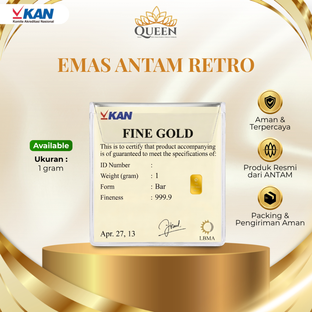 Emas Antam Retro 1 Gram Logam Mulia Original Sertifikat Resmi Investasi Koleksi Premium