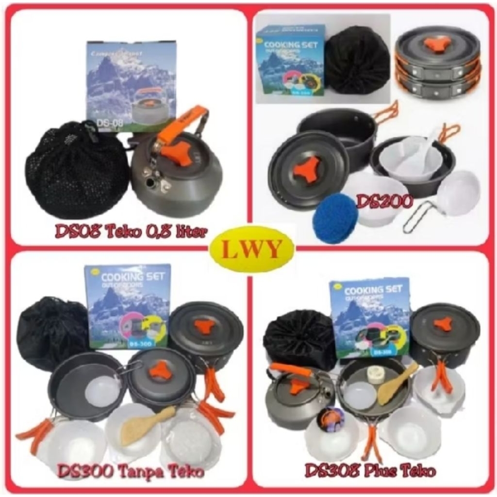 Alat Masak Camping, Cooking set outdoor, teko kettle outdoor LWY DS08 DS11 DS16 DS200 DS300 DS308