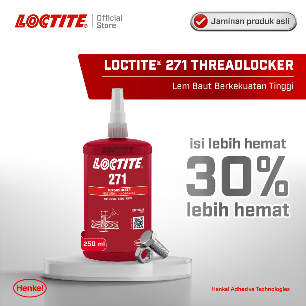 Henkel LOCTITE 271 Threadlocker Lem Baut - 250 ml