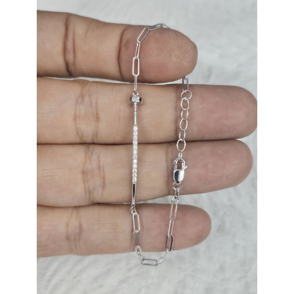 gelang paperclip paku putih variasi ad mata emas 75% 750 75 % 17k