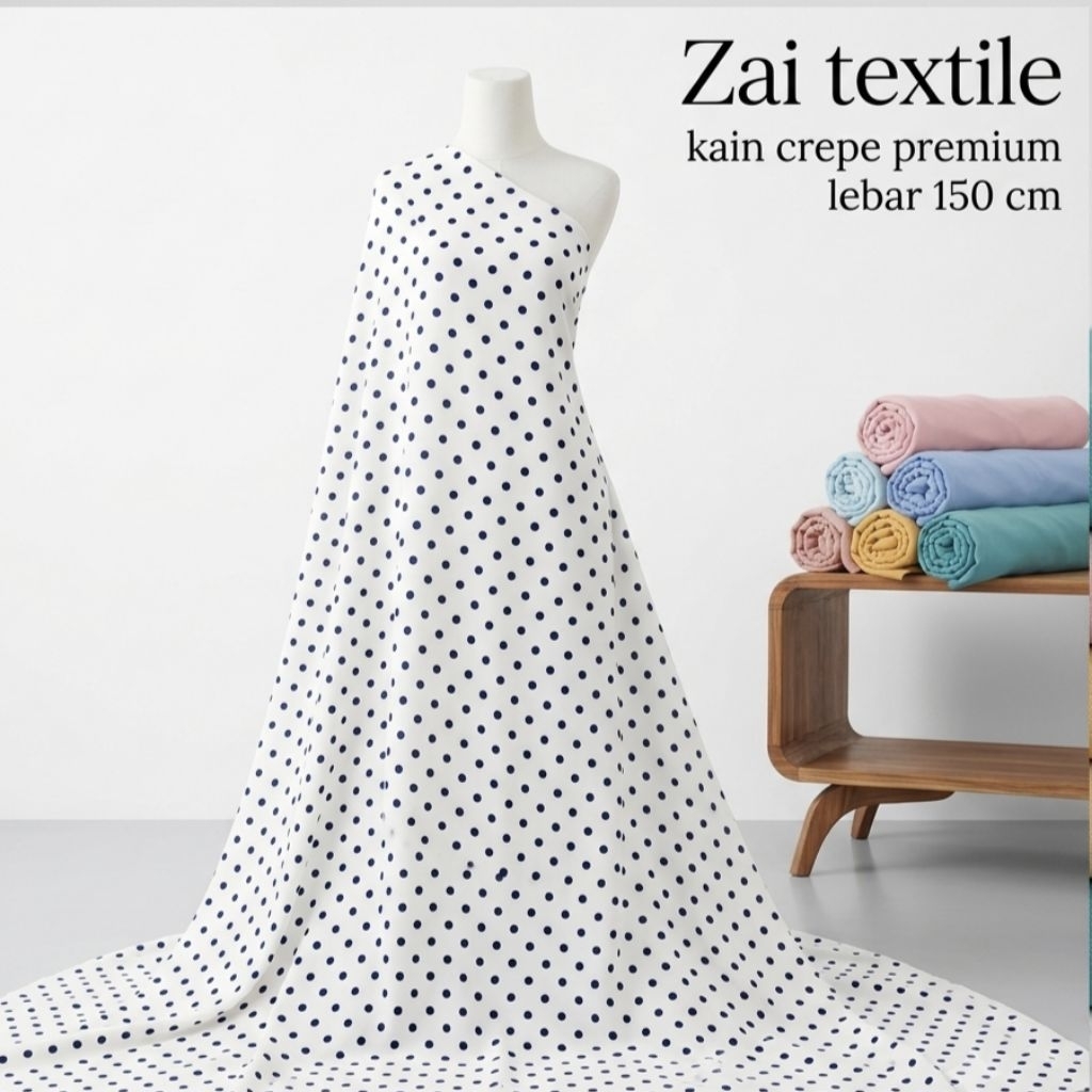 kain crepe motif polkadot - kain crepe motif - kain crepe - kain polkadot- kain