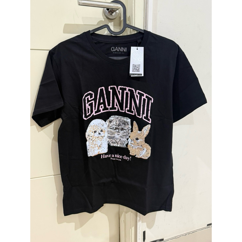 Kaos GANNI Black  (model terbaru) CHN