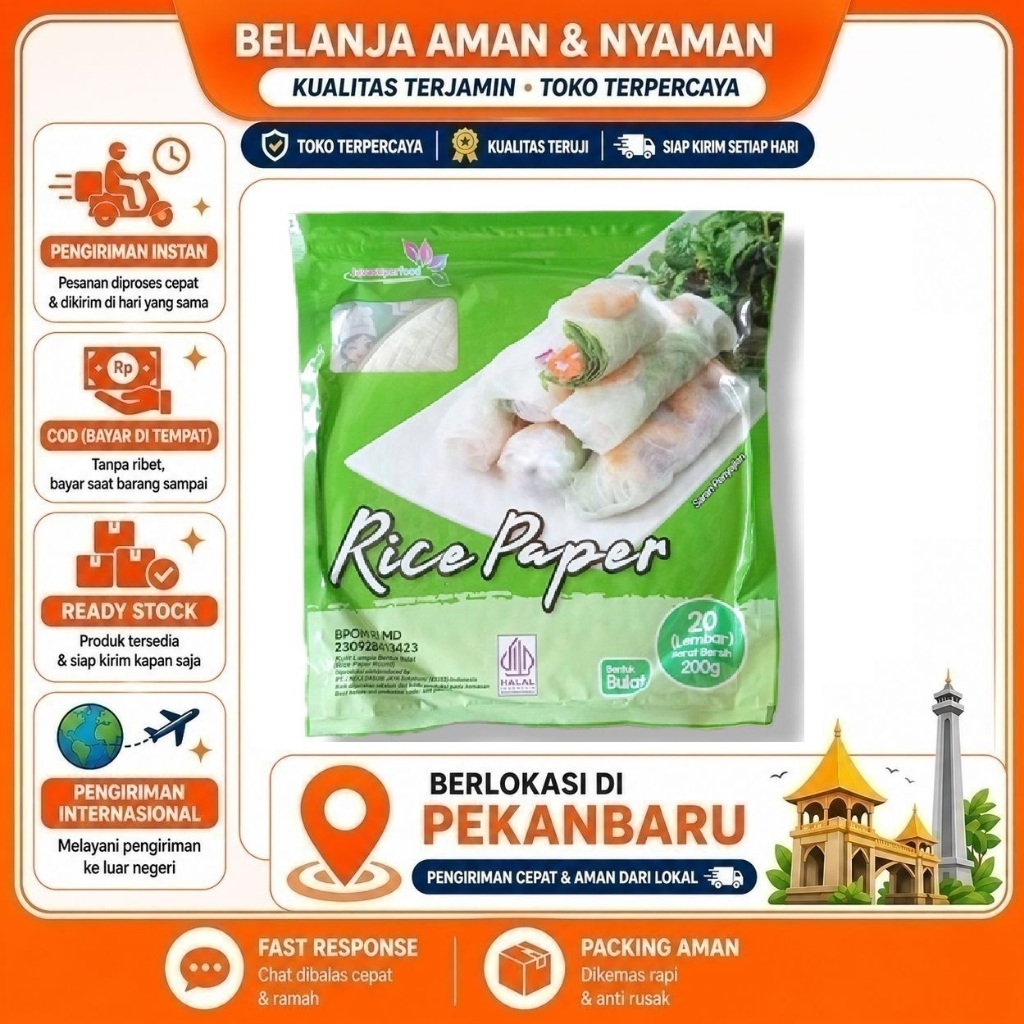 [SDW] pekanbaru/200 Gram Java Super Food Rice Paper Bulat Kertas Nasi Bahan Makanan Kulit Lumpia