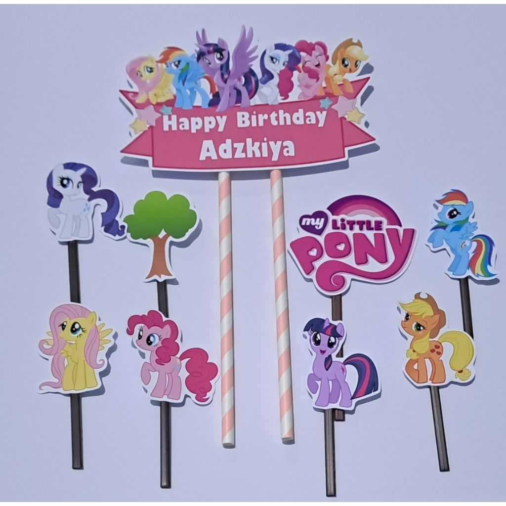 TOPPER CAKE GAMBAR LITTLE PONY CUSTOM NAMA