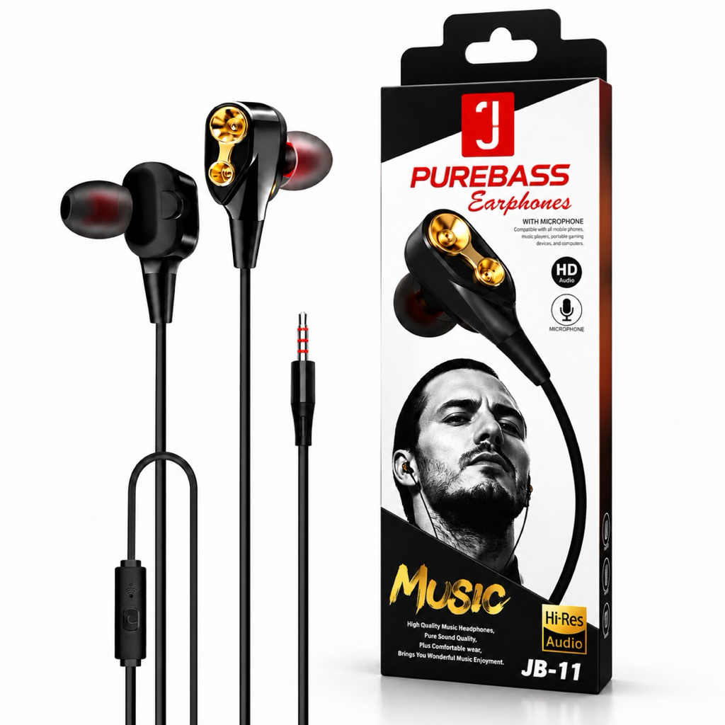 Headset Handsfree 4D Extra Bass Jack 3.5mm Bisa Untuk Semua Ponsel Universal Stereo PureBass