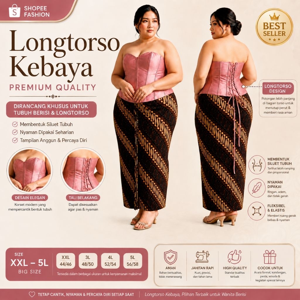 BIG SIZE longtorso kebaya jumbo // longtorso pengantin jumbo // kemben kebaya // daleman kebaya // l