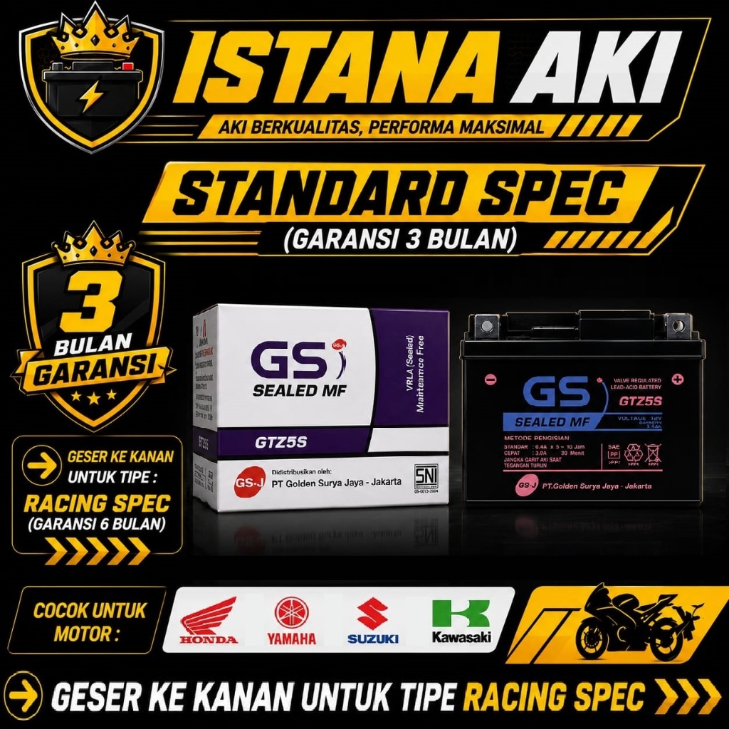 Aki Motor Yamaha Freego Accu Kering Aki Kering MF GTZ5S