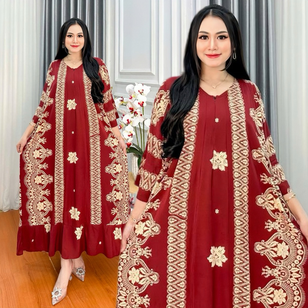 Alifa Dress Daster Jumbo LD 130 Lengan 3/4 Kain Rayon