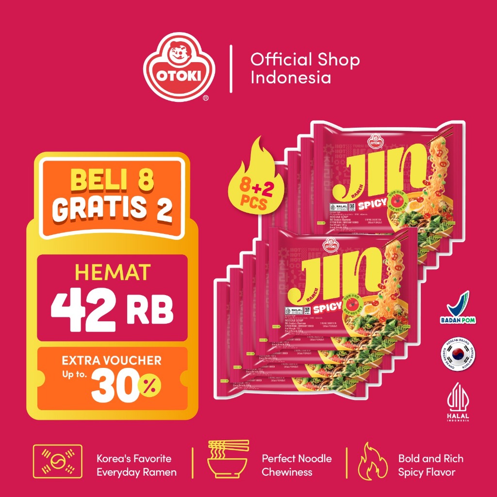 BUNDLING HEMAT - OTOKI JIN Ramen Spicy HALAL - Mie Instan Pedas Ramyeon | Paket Mie Kuah Pedas | Mie