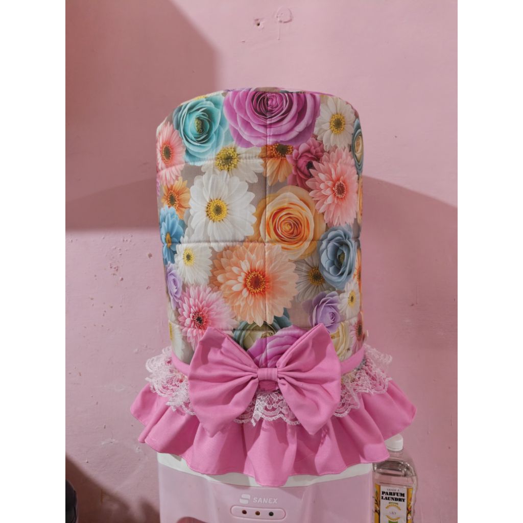 sarung galon cantik, sarung galon renda, cover galon sarung galon custom