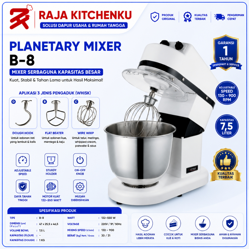 GETRA Planetary Mixer B8 / B 8 / Alat Mixer Adonan