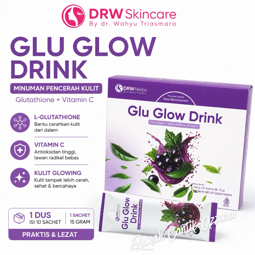 Glu Glow Drink DRW Skincare | Glutathione + Vitamin C | Minuman Pencerah Kulit Glowing & Antioksidan