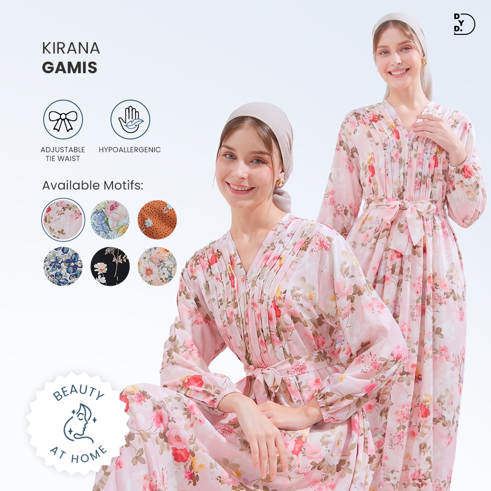 DYD LABEL Gamis Wanita Kirana Jenna Collection Dress Bahan Rayon Kerah V-Neck Lengan Wudhu Friendly