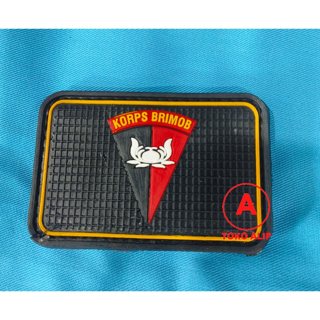 Patch Brimob (Logo Kotak) - Tempelan Rubber Velcro Karet BRIMOB