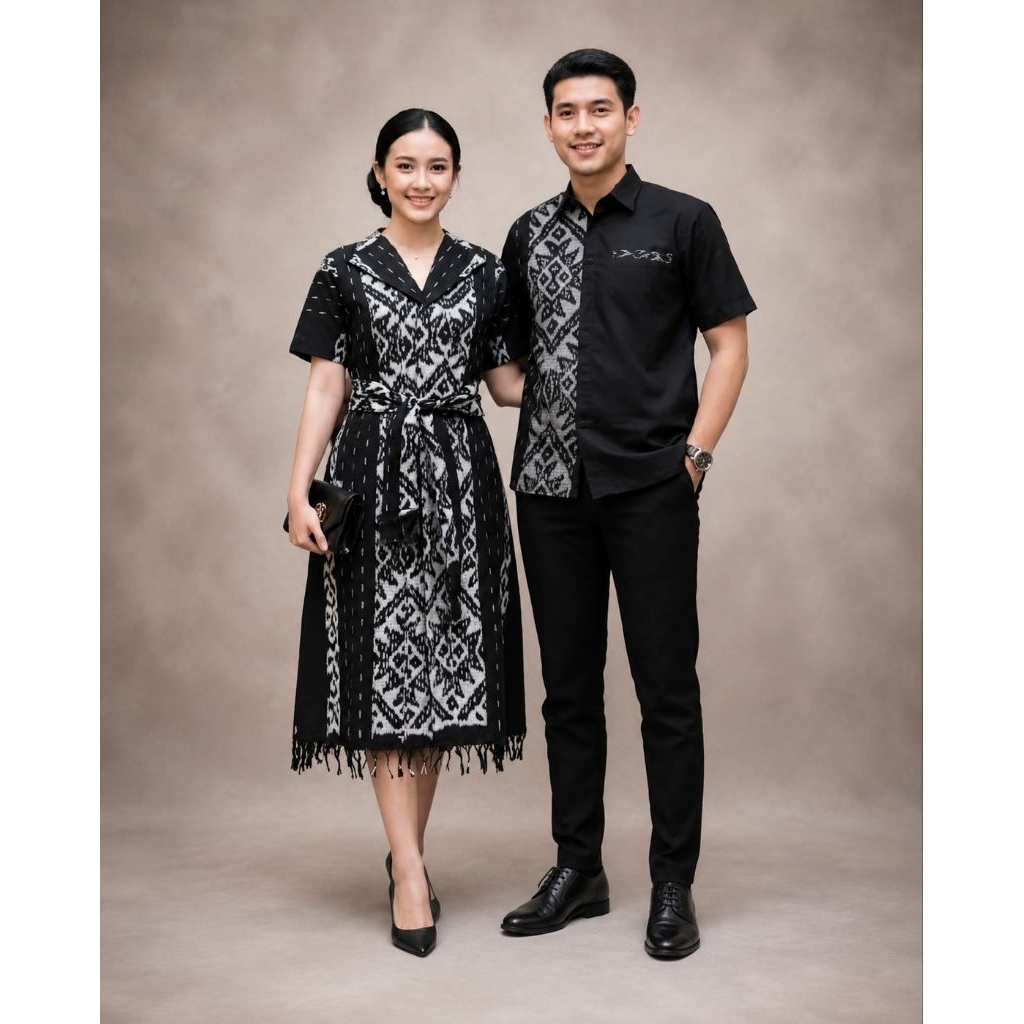 COUPLE TENUN DRESS MIDI TENUN baju tenun couple keluarga