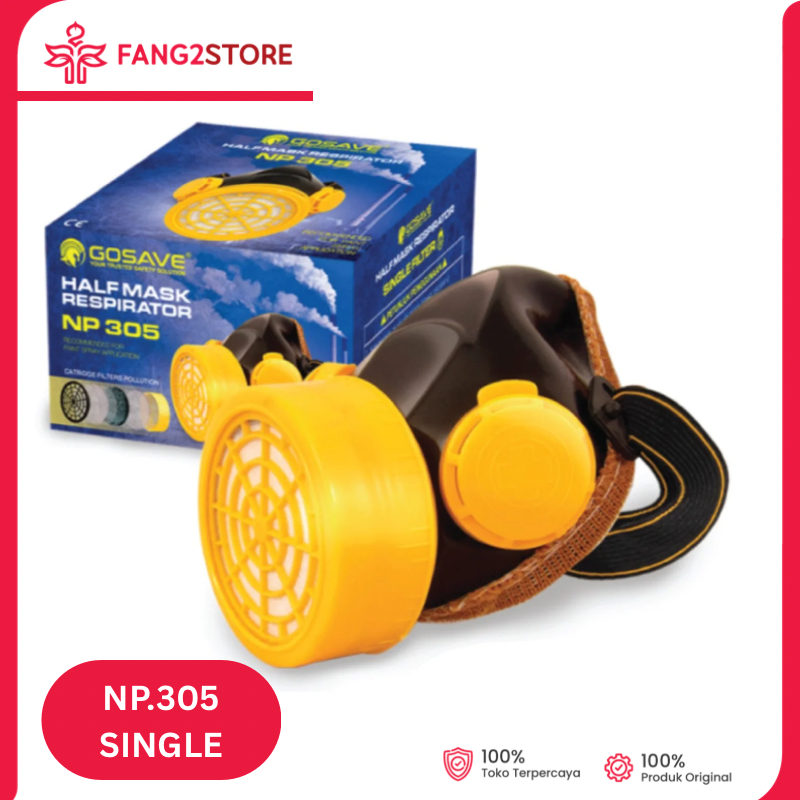 GOSAVE Respirator Safety Mask Filter Debu dan Gas Kimia Cat Semprot Perlengkapan Safety K3 Pernapasa