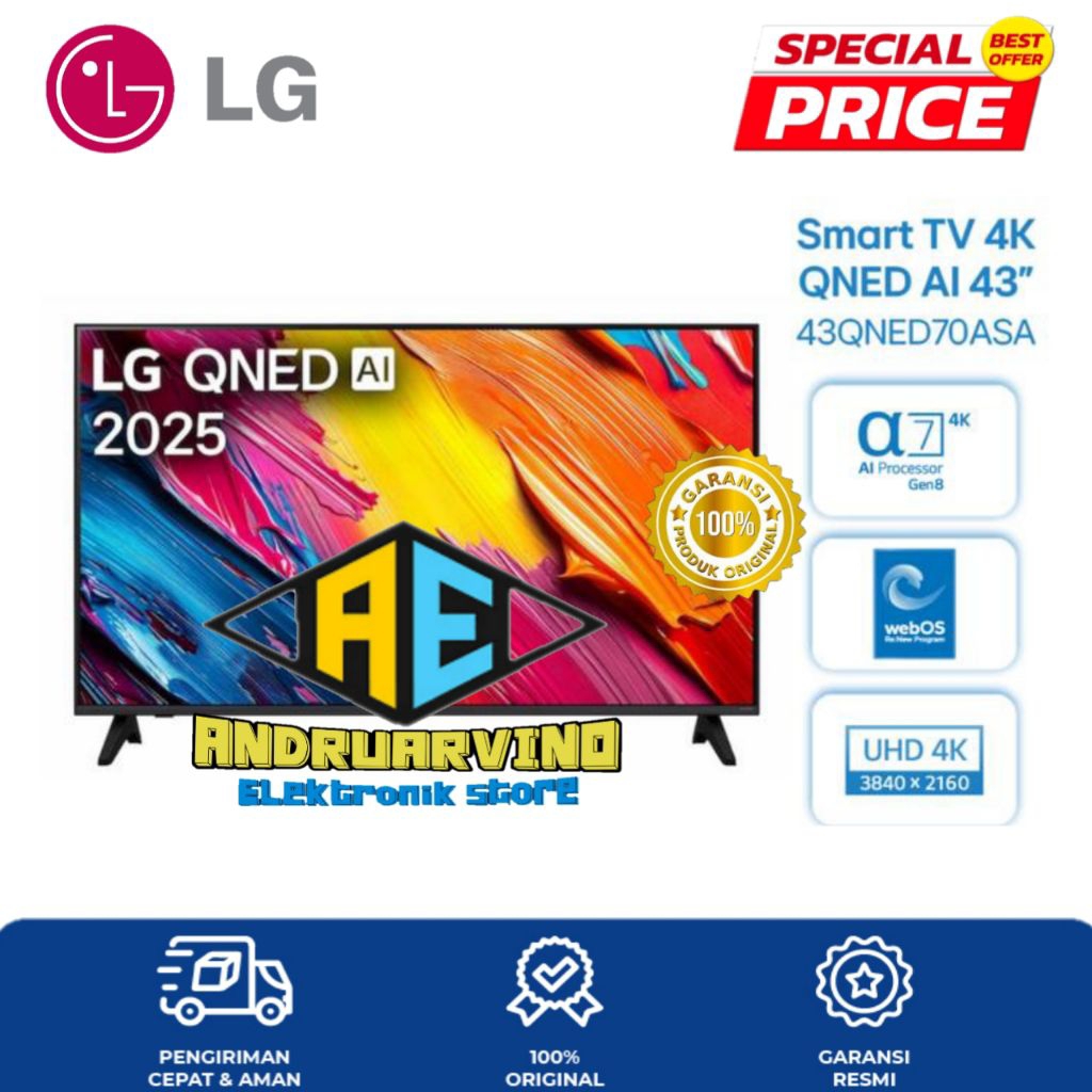 LG 43QNED70ASA SMART TV 43 INCH UHD 4K SMART TV GARANSI RESMI