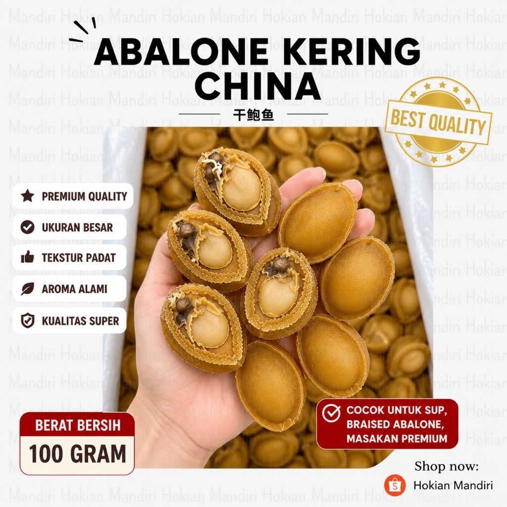 Abalone Kering China Premium 100 Gram | Dried Abalone Import | Seafood Kering Kualitas Super
