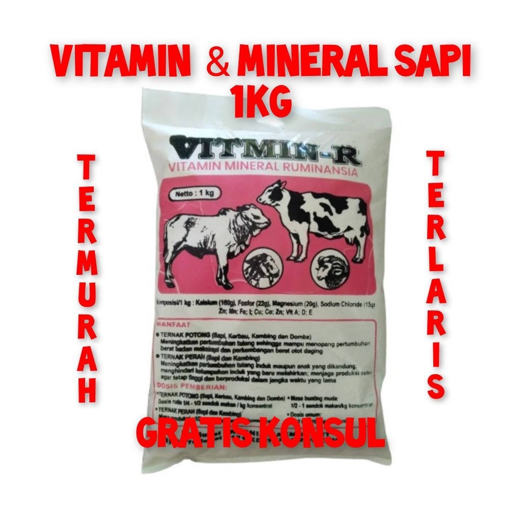 MINERAL SAPI VITMIN - R 1Kg => Vitamin dan Mineral Untuk Sapi, Kambing, Domba