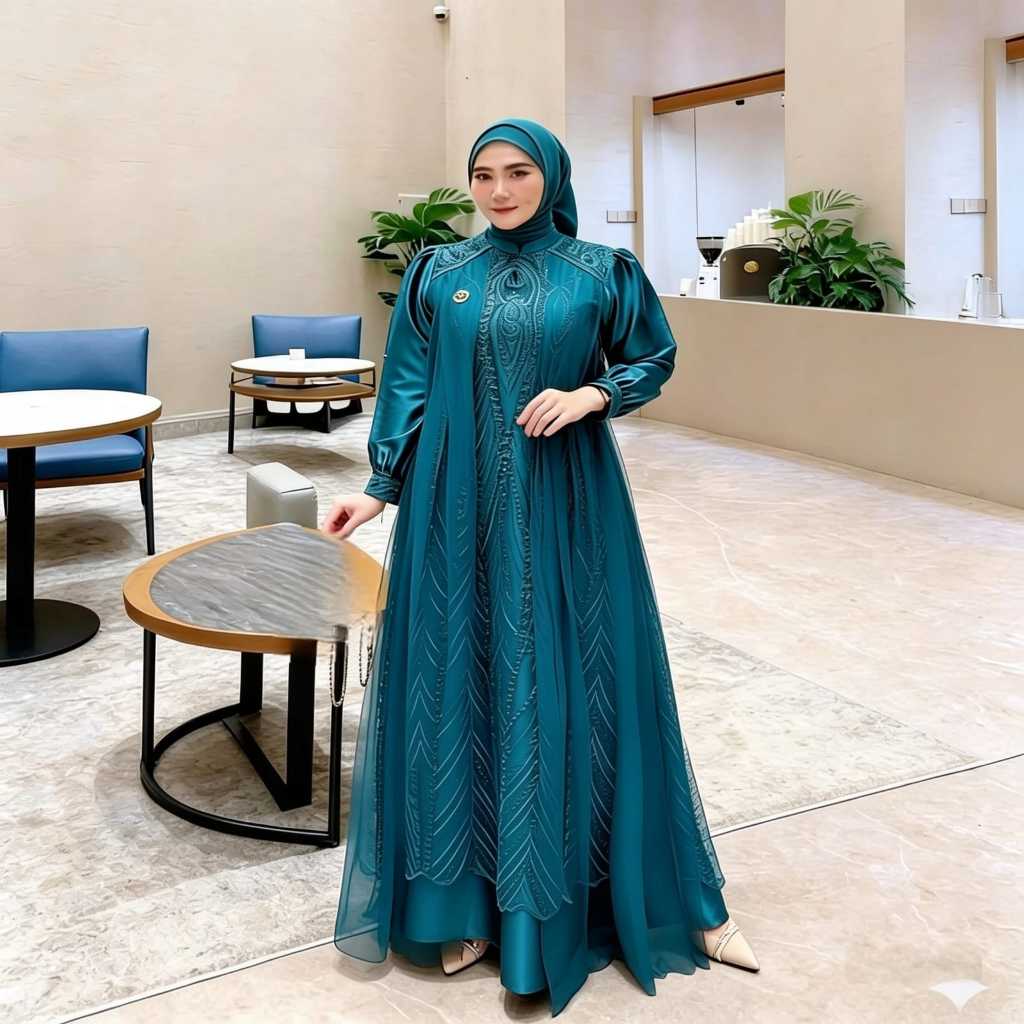 Mahogany Dress Gamis Brukat Tille Mewah Dress Lebaran Kondangan Outfit Wanita Dress Wanita Kekinian