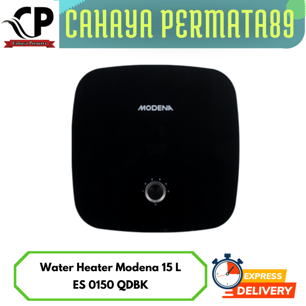 MODENA ES 0150 QDBK / ES0150QDBK WATER HEATER 15 Liter Dengan Glass Panel Stylish