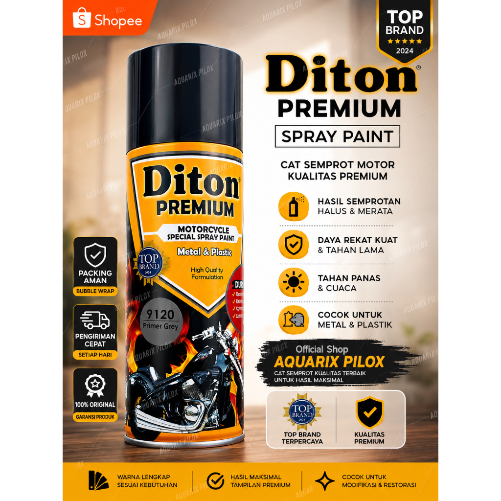 Pilox Diton Premium Merah Paket Diton Premium Brilliant Red* || Cat Semprot Body Motor Rangka Motor&
