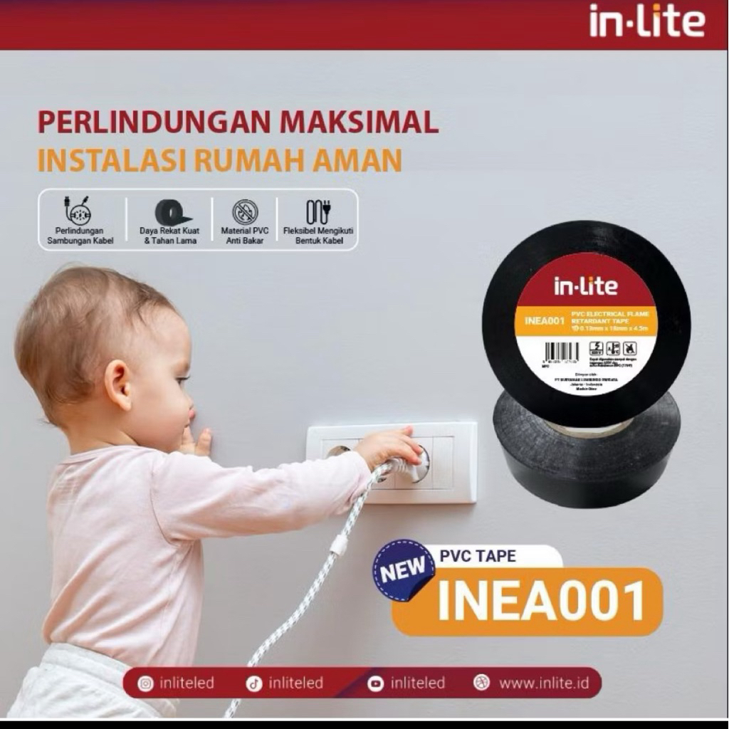 INLITE SOLASI LISTRIK SELOTIP INLITE TEBAL 0.13MM LEBAR 18MM BERKUALITAS-INEA001