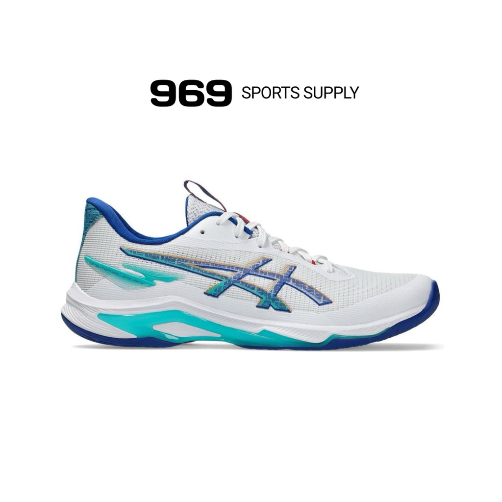 Asics Netburner Ballistic FF 4 White asics Blue Volleyball Shoes