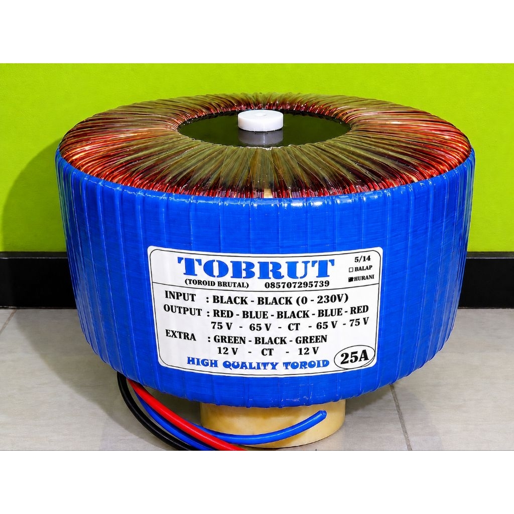 TRAFO TOROID 25A 65V-75V MURNI.