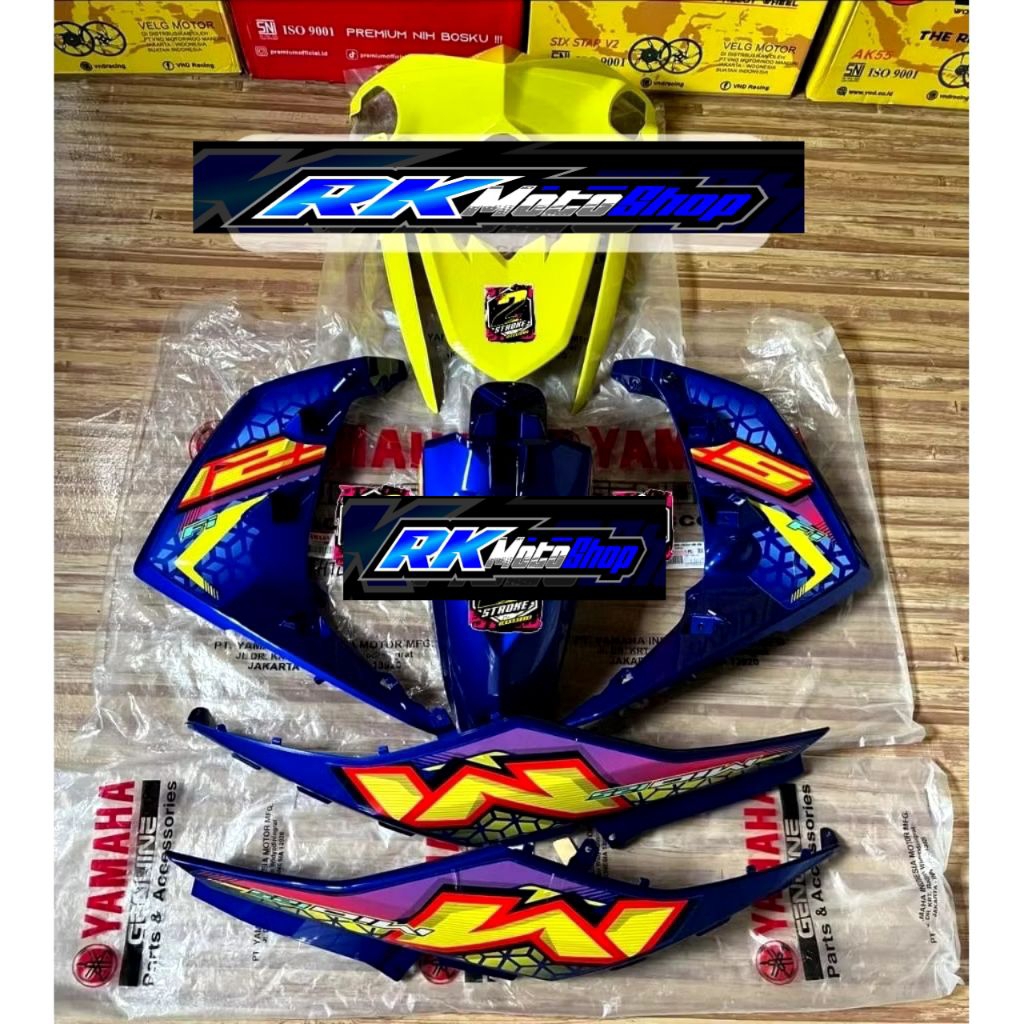 COVER BODY HALUS FULLSET YAMAHA MIO M3 MIO Z MIO 125 MIO M3 SET BODY HALUS MIO M3 WARNA BIRU KUNING