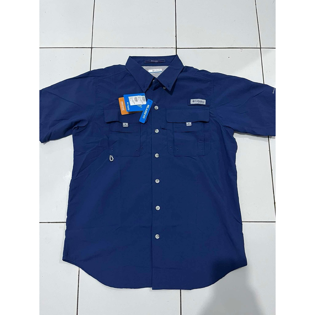 Kemeja Columbia PFG Bahama Navy blue size Xs