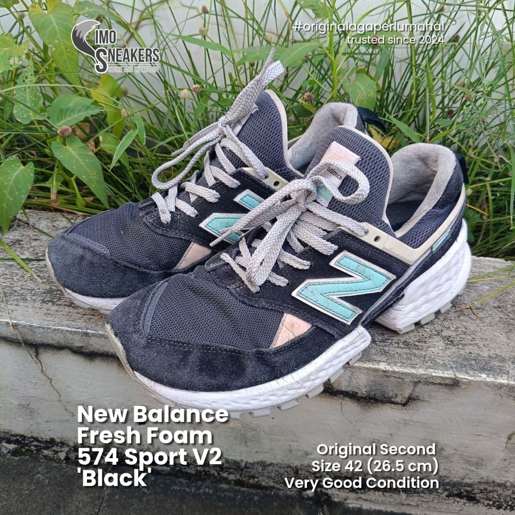 New Balance Fresh Foam 574 Sport V2 Hitam Putih Sepatu Sneakers Original