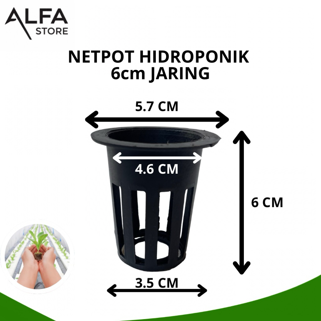 Netpot Hidroponik tinggi 6cm Warna Hitam - Netpot murah - Netpot bagus - Netpot terlaris