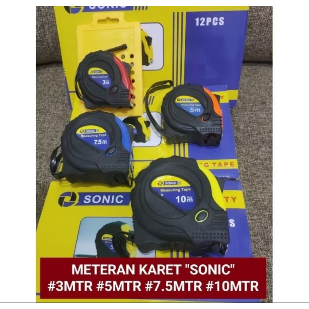Meteran Tukang Sarung Karet 3m 5m 7,5m Dan 10m | Meteran Karet Measure Tape Tukang | Meteran Autosto