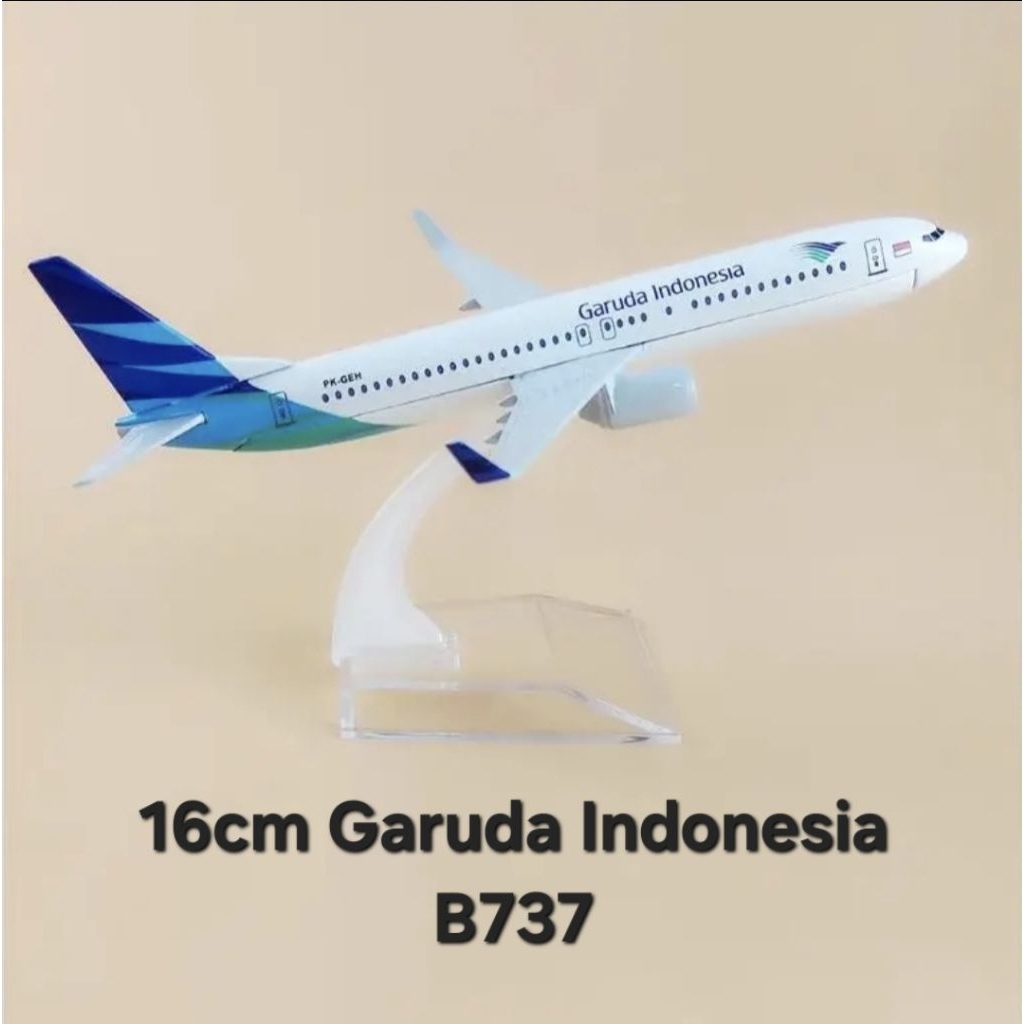 16cm Pesawat Garuda Indonesia Boeing 737 B737 Diecast Metal Alloy Mainan Pajangan Hiasan Koleksi Had