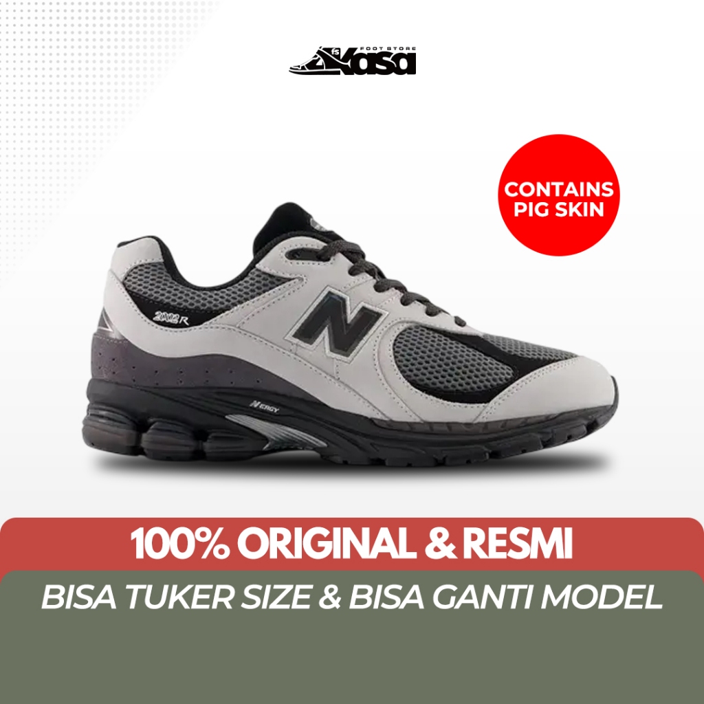 Sepatu Sneakers Pria NB 2002R 2002 R U200210D Grey Matter Castlerock Black
