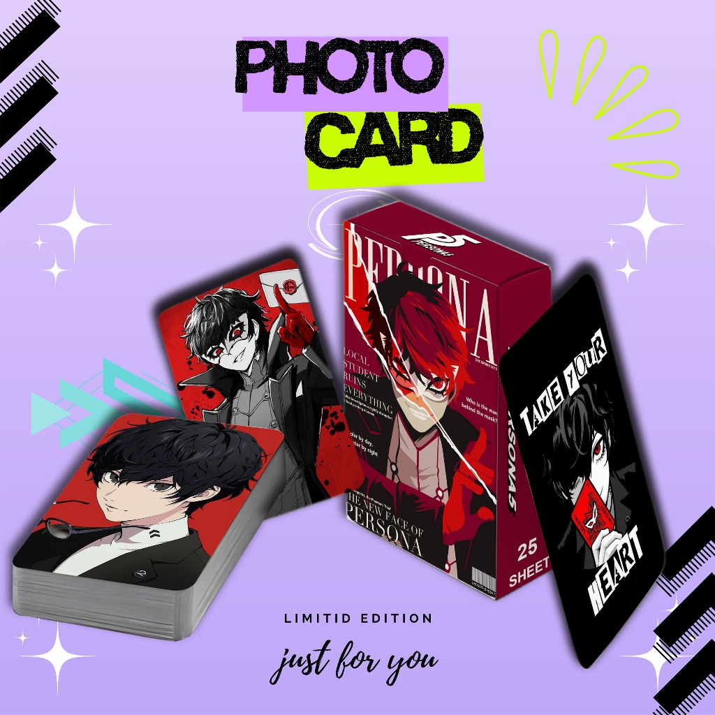 PHOTOCARD SET TERBARU JOKER PERSONA 5 PREMIUM IS 25 SHEET FREE BOX