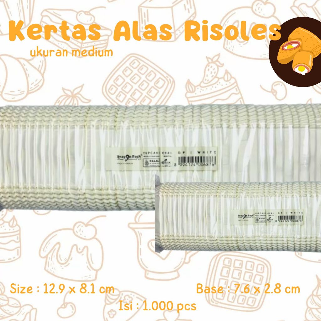 PAPER CAKE CASE CUP OVAL RISOL 129 MM POLOS ISI 1.000 PCS / KERTAS ALAS RISOLES POLOS DRAGON PACK IS