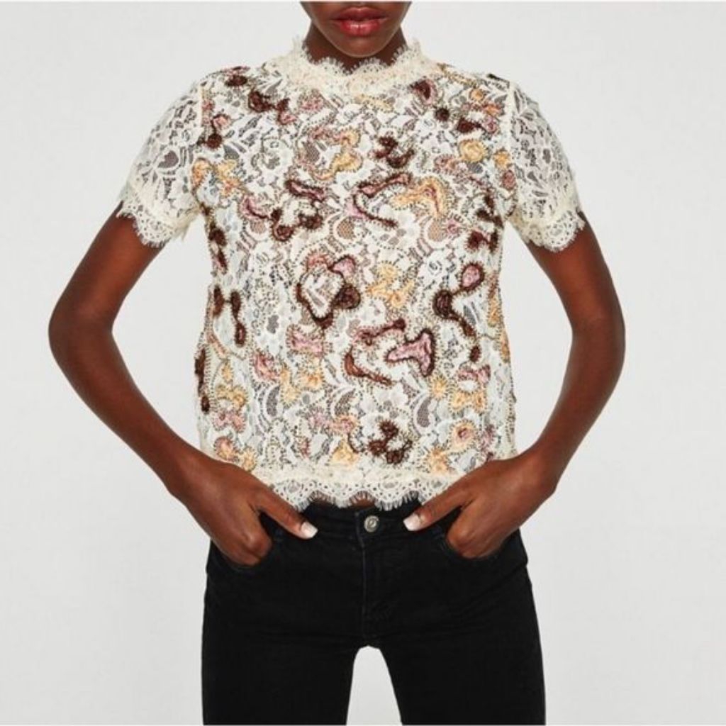 Zara Blouse Second, Preloved Zara Blouse, Preloved Zara Blouse Lace White, Preloved Zara Lace, Zara 