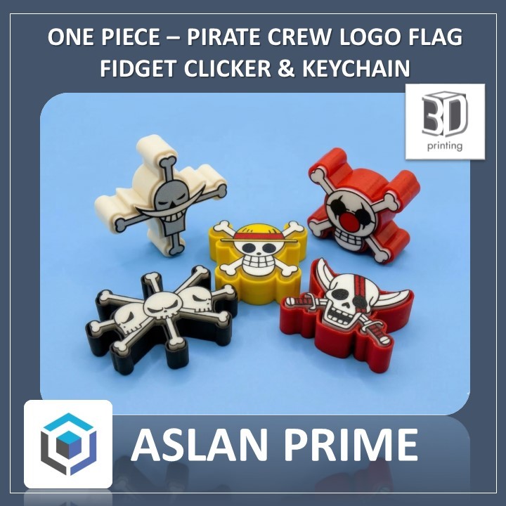ONE PIECE LEGENDARY PIRATE CREW LOGO KEY CLICKER KEYCHAIN 3D Print Viral Pirates Flag Flags Symbol W
