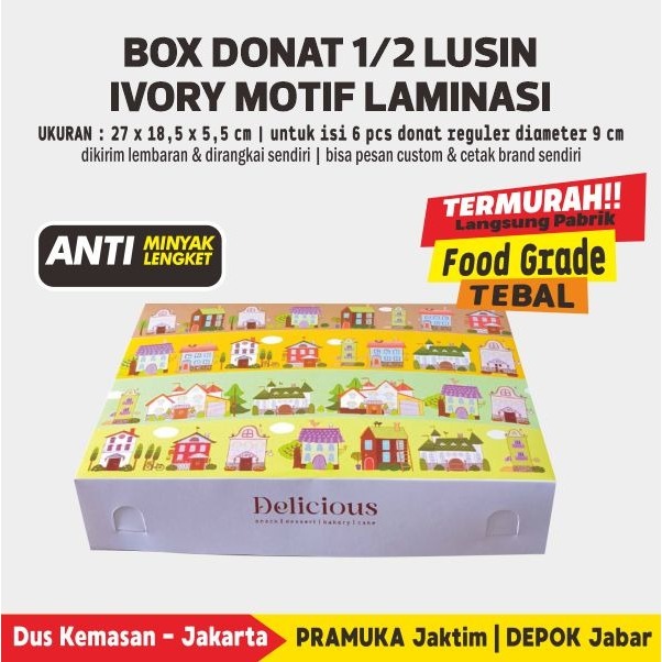 Box Donat Isi 6 / Box Donat Isi 6 FULL COLOR  LAMINASI