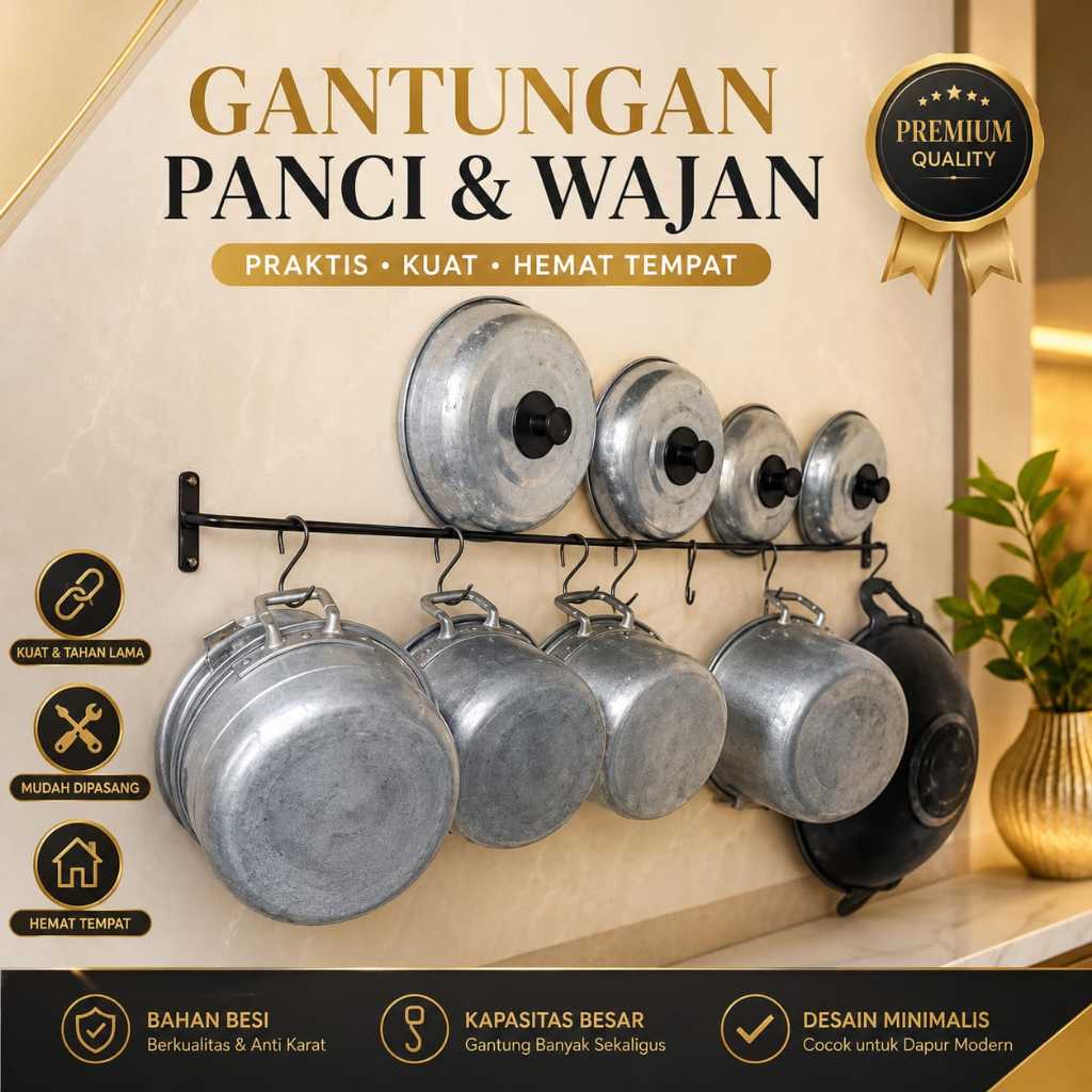 gantungan panci wajan dan tutup panci TEBAL besi 8 mm