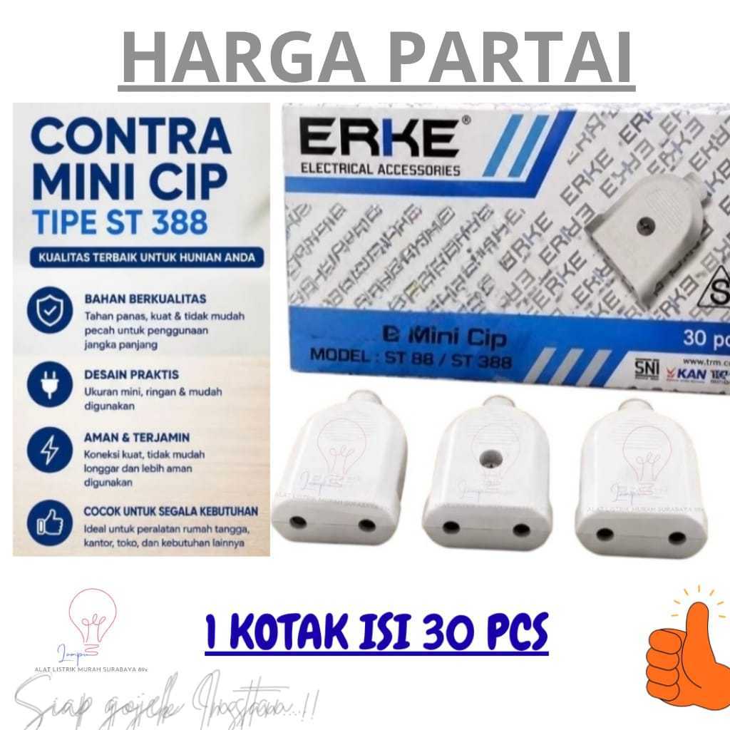 (TERMURAH) Kontra Steker Gepeng Erke / Contra Mini Cip Erke ST 380 Putih SNI
