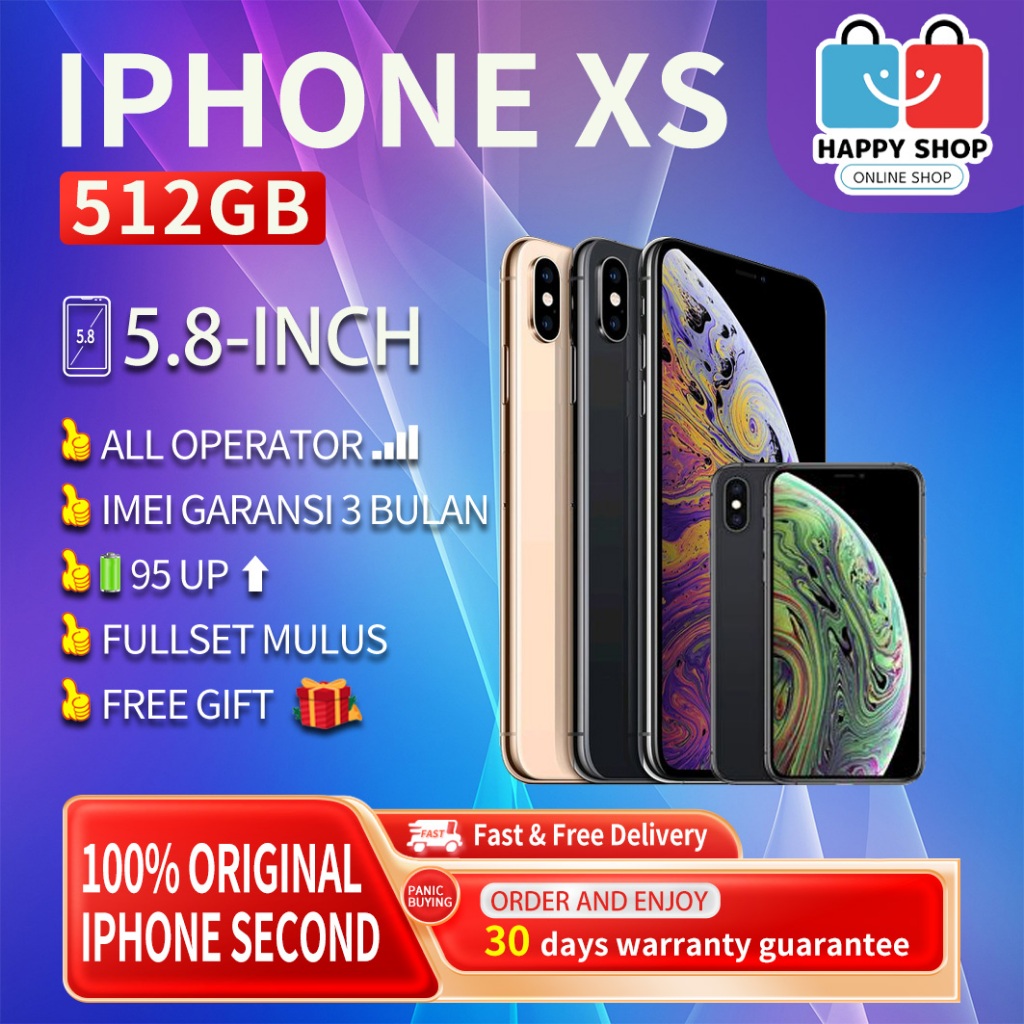 iPhone Xs 512GB Second/Bekas Original100% INTER 5.8"OLED-Ori Fullset Mulus Normal LikeNew Handphone