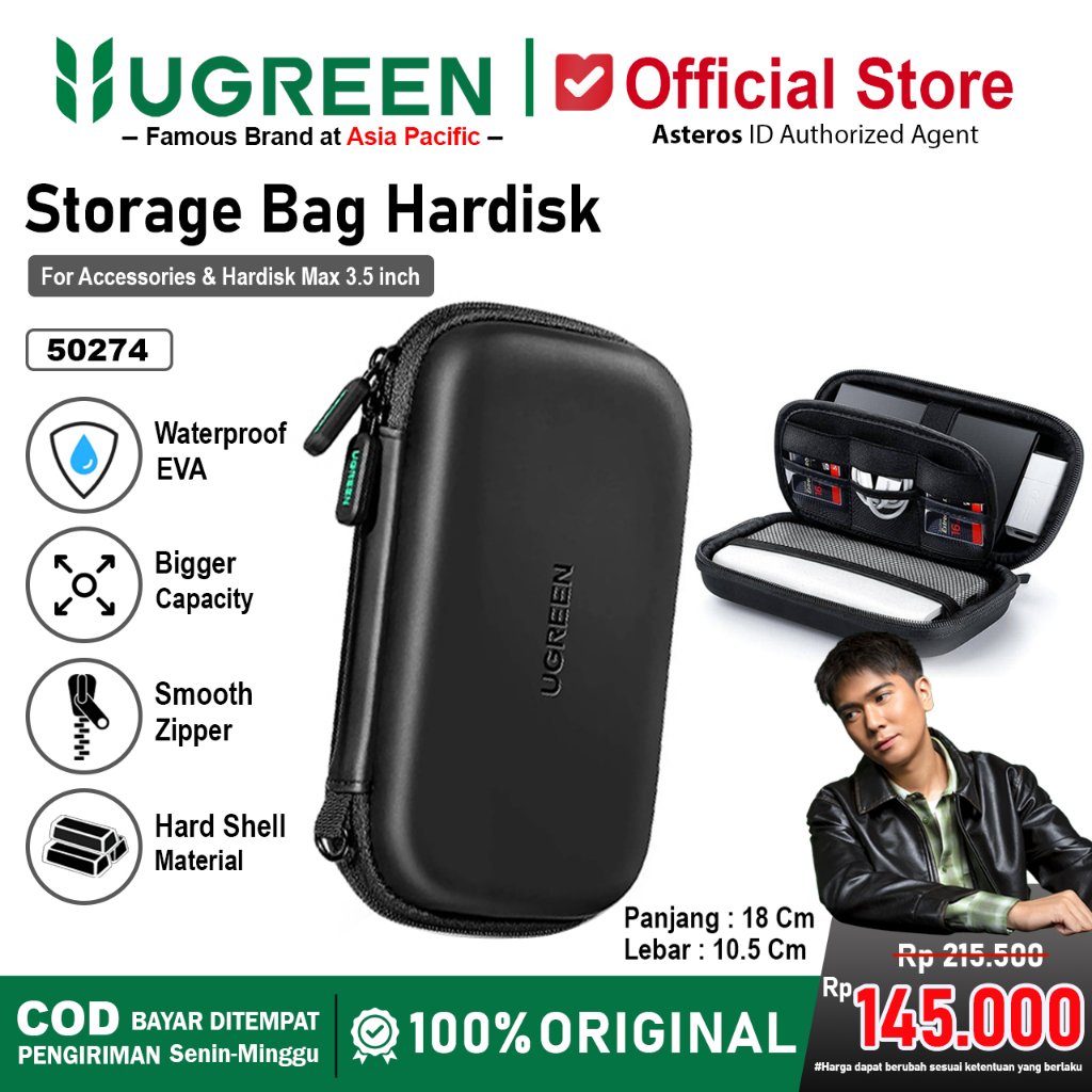 UGREEN Tas Hardisk HDD Eksternal Pouch Storage Bag Hardcase Waterproof 50274